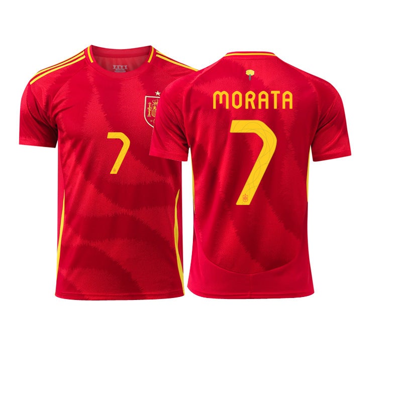 2024 Spain Home Single Top Football Jersey No. 7 Morata 9 Gavi 19 Yamal Football Fans - Image 2